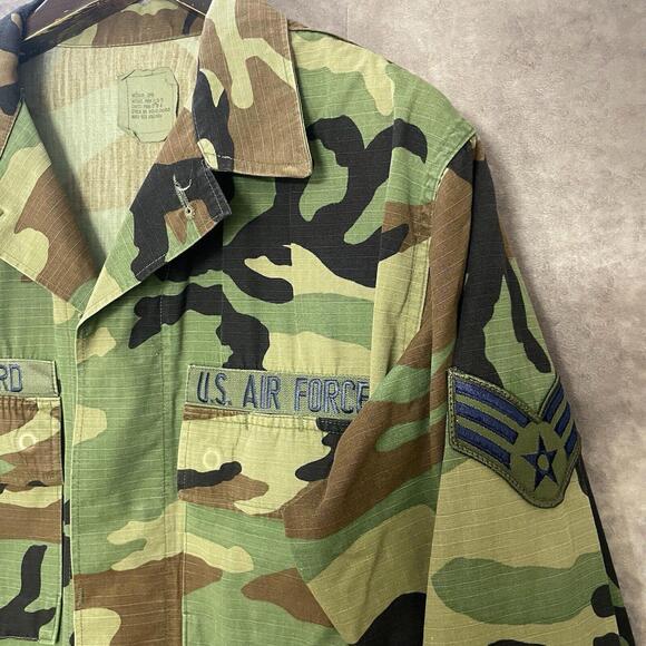 Vintage US Air Force‎ Woodland Camo Jacket Shirt Military Uniform Men Sz Medium - Picture 2 of 7